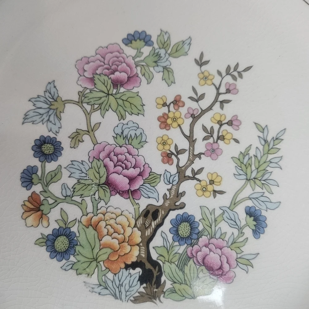 VTG Salem China Indian Tree Dinner Plates Set of 2 23K Gold Filigree 10”